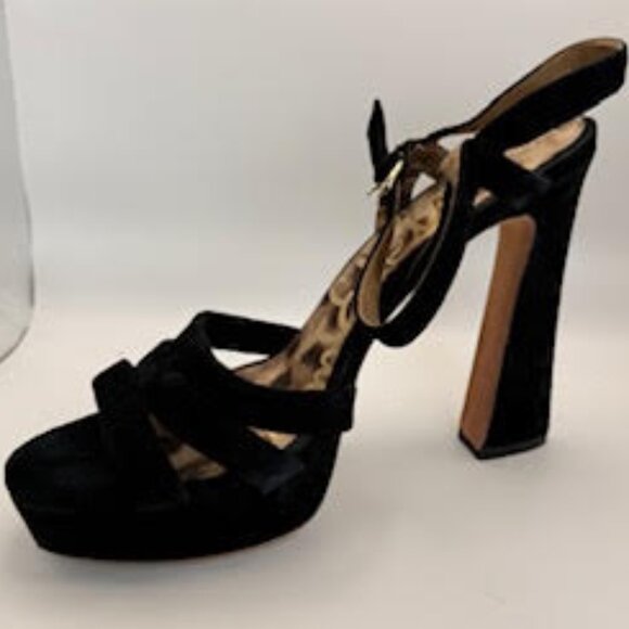 Sam Edelman Black Suede Platform Heels Size 10.5 - Picture 6 of 14